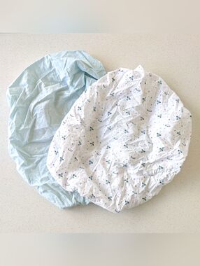 Set Of 2 - Space Themed Bassinet Sheets - Light Blue & White Print - 100% Cotton